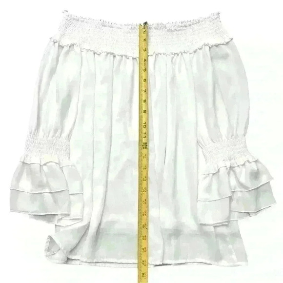 White Off the Shoulder Womens Blouse, Size L - Picture 6 of 6